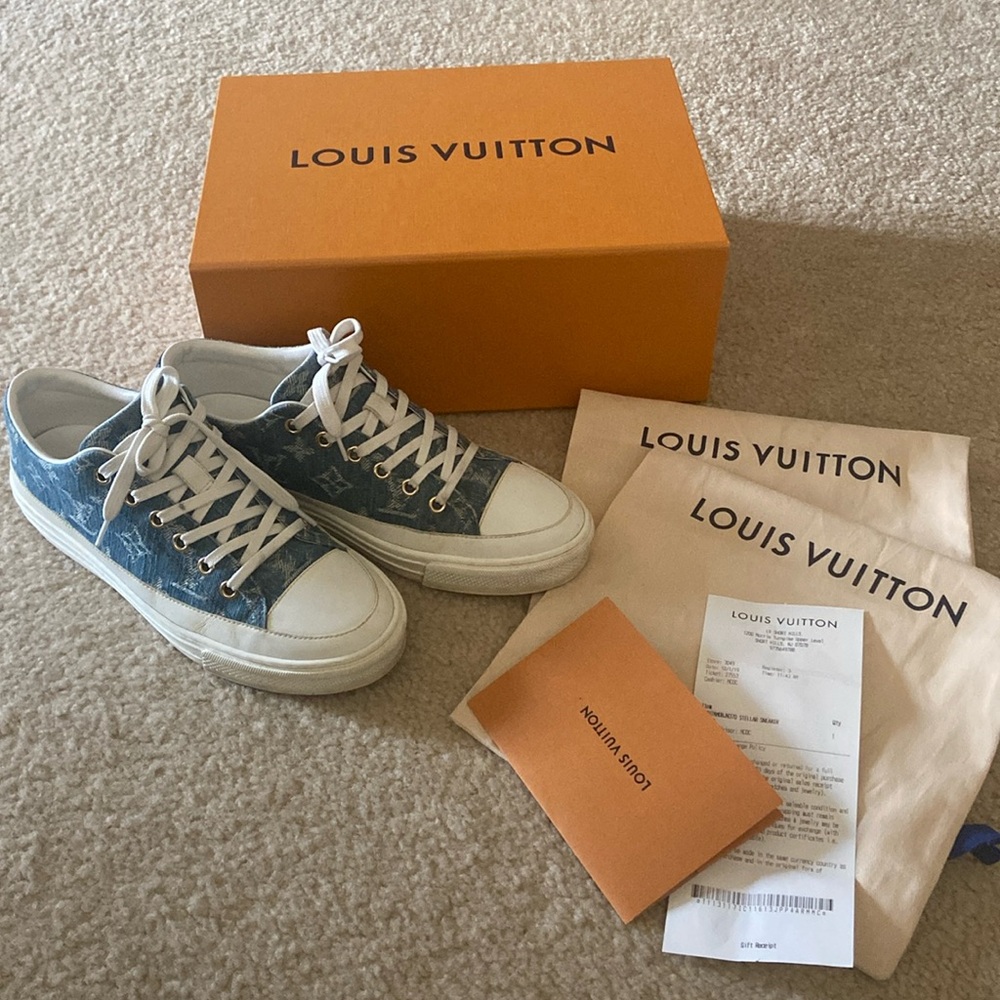 Louis Vuitton Denim and White Sneakers